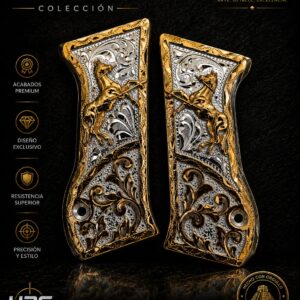 cachas chapa oro jericho/ diseño caballo , fondo texturizado plata