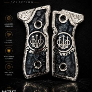 beretta, plata, logotipo, fondo resina marmol grises