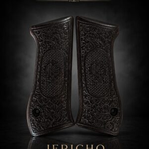 CACHAS MADERA, NEGRA, LOGOTIPO IWI