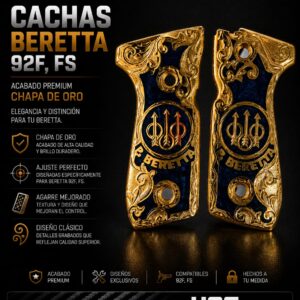 cachas chapa oro/ beretta 92 fs/logo beretta/ RESINA AZUL