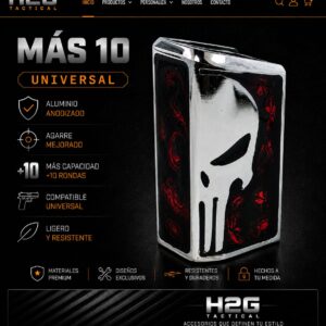 TACON MAS 10/ UNIVERSAL/ PUNISHER PLATA/ FONDO NEGRO, ROJO