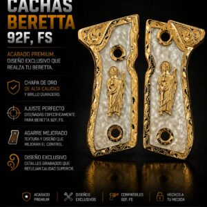 CACHAS CHAPA ORO/BARETTA 92F,FS/ SAN JUDAS ORO/ FONDO BALNCO