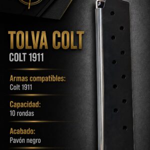 TOLVA COLT 1911 10 RONDAS ACERO PAVON NEGRO