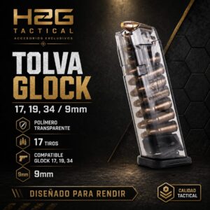 TOLVA GLOCK 17,19, 34, TRANSPARENTE 17TIROS
