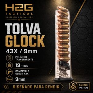 TOLVA GLOCK 17,19, 34, TRANSPARENTE 19TIROS