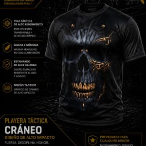playera tactica/ negro/craneo
