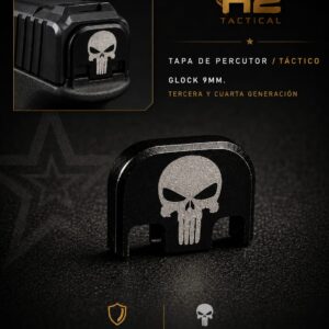 TAPA DE PERCUTOR GLOCK 9MM/ALUMINIO PUNISHER PLATA