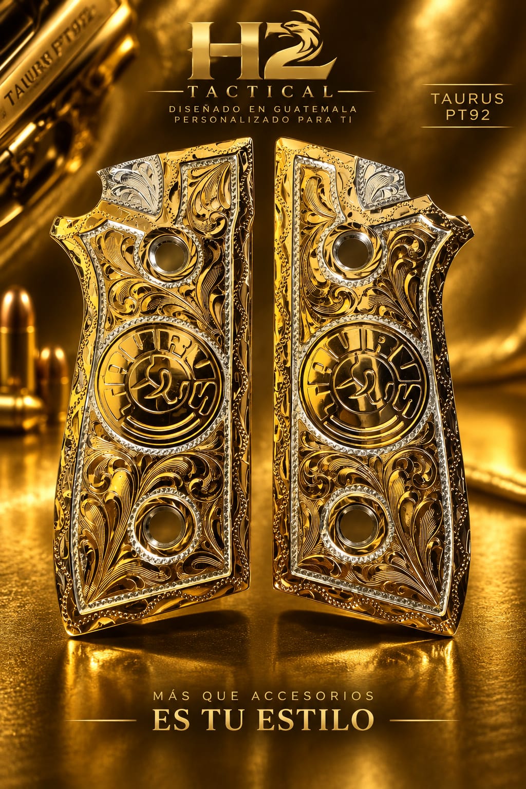 cachas chapa oro  taurus pt92 9mm/ edicion limitada 